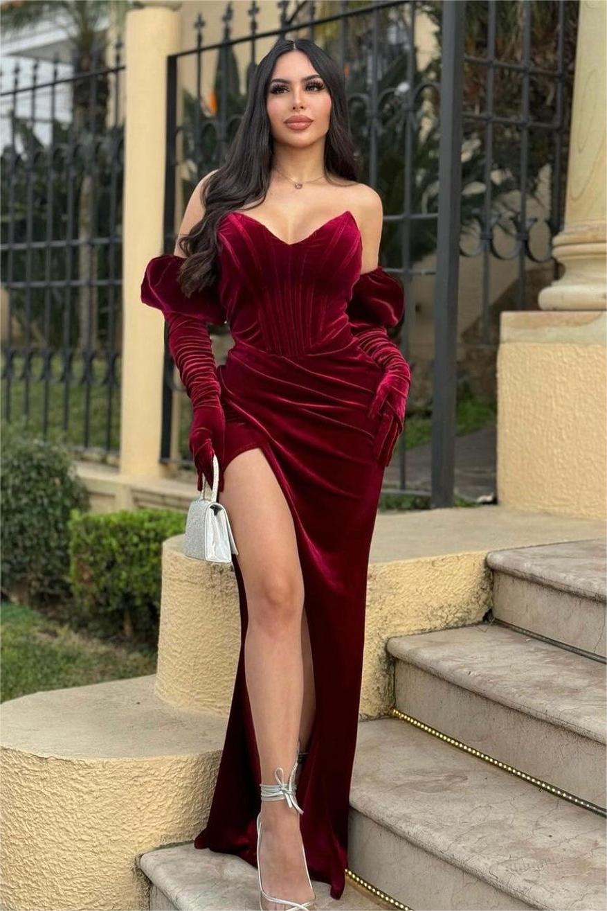 Mermaid Velvet Evening Dress Sleeveless Sweetheart Evening Dress