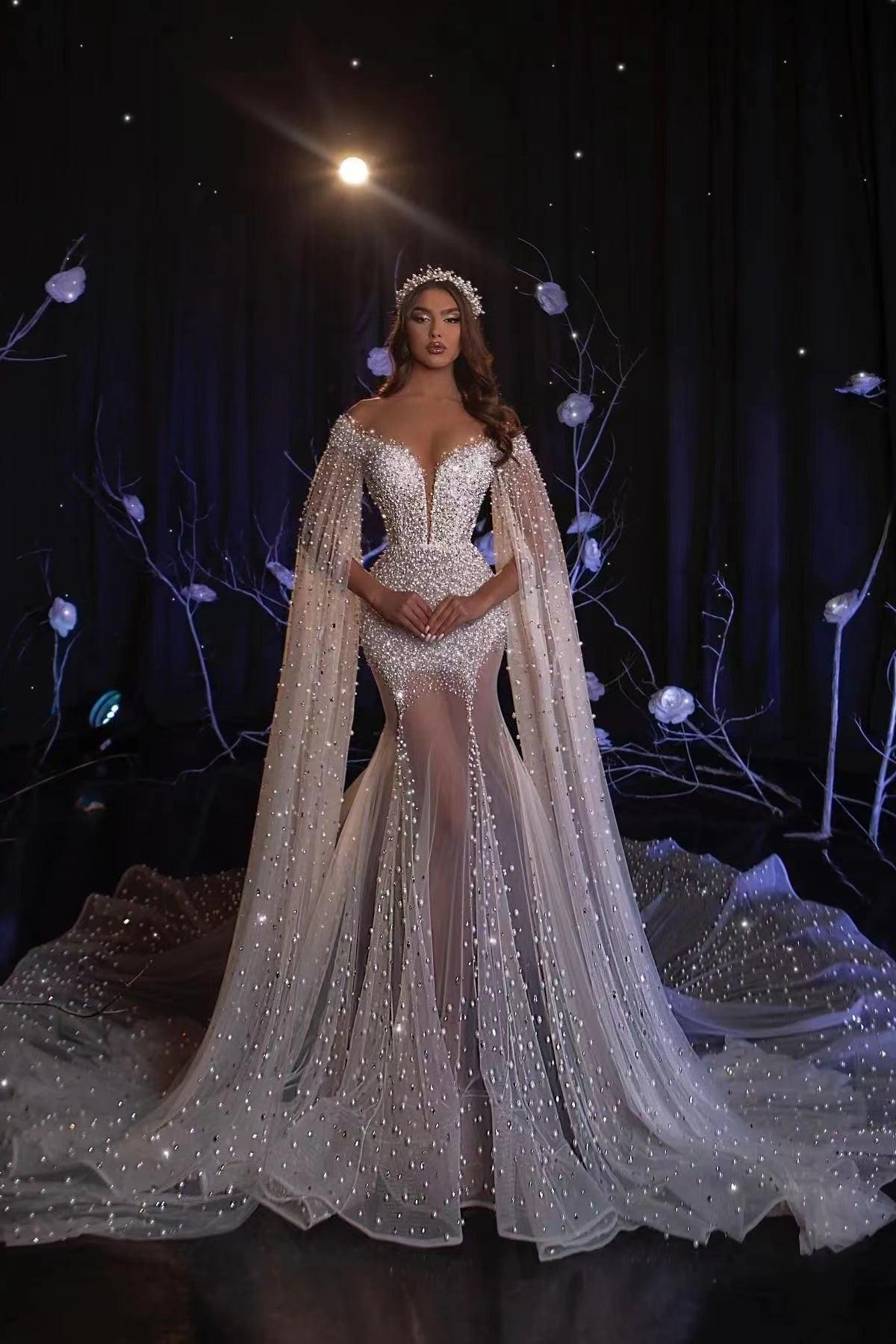 Mermaid Wedding Dress Sequined Formal Dress