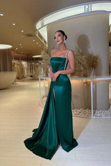 Modern Spaghetti Straps Sleeveless Long Prom Dress Sequined