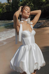 Modern Sweetheart Sleeveless Satin Reception Wedding Dresses With Bow(s)