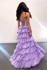 Navy Prom Dress A Line Strapless Corset Long Chiffon Formal Dress