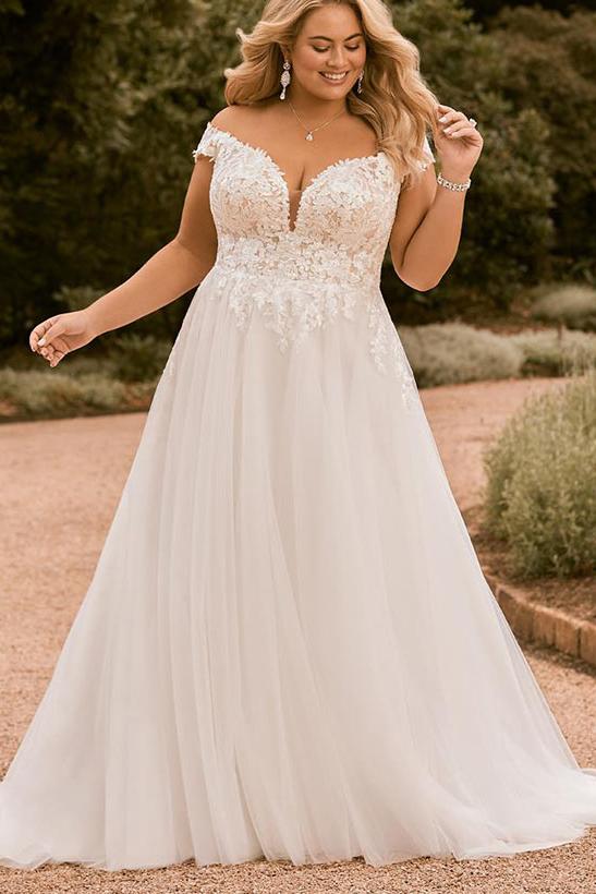 Off The Shoulder A-Line Beach Wedding Dress