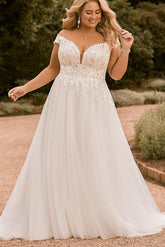 Off The Shoulder A-Line Beach Wedding Dress