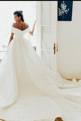 Off The Shoulder A Line Bridal Gown Garden Beach Wedding Dress