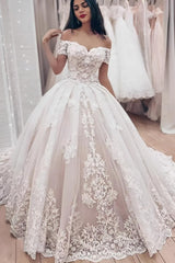 Off-The-Shoulder Ball-Gown Lace Wedding Dresses
