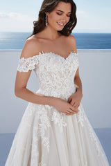 Off-The-Shoulder Ball-Gown Lace Wedding Dresses With Tulle