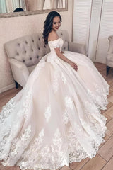 Off-The-Shoulder Ball-Gown Lace Wedding Dresses
