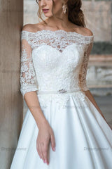 Off-The-Shoulder Ball-Gown Wedding Dresses With Sleeves