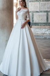 Off-The-Shoulder Ball-Gown Wedding Dresses With Sleeves