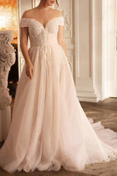 Off-The-Shoulder Lace/Tulle Wedding Dresses for Plus Size