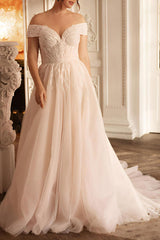 Off-The-Shoulder Lace/Tulle Wedding Dresses for Plus Size