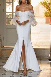 Off-The-Shoulder Long Sleeves Wedding Dresses - Trumpet/Mermaid