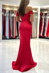 Off The Shoulder Simple Bridesmaid Dresses With Split Front