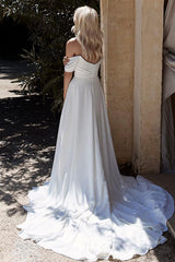 Off-The-Shoulder Sleeveless Chiffon Beach Wedding Dresses