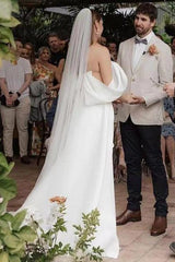 Off-The-Shoulder Wedding Dresses With Detachable Train