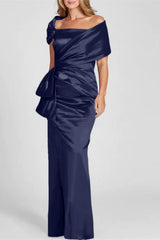 Off-the-Shoulder Floor-Length Sheath/Column Gown for the Mother of the Bride