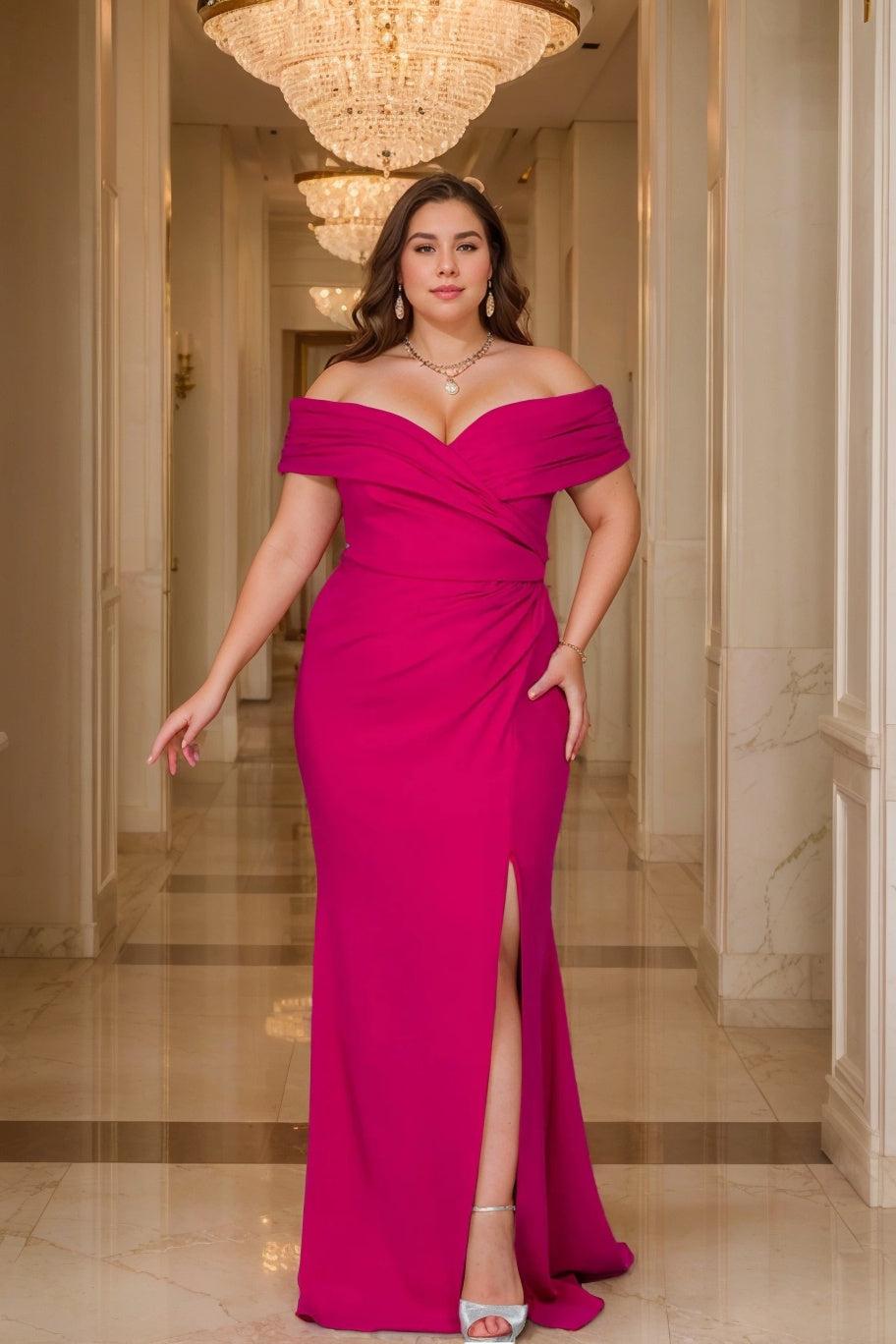 Off-the-Shoulder Mermaid/Trumpet Gown for the Mother of the Bride with Side Split