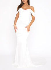 Off the Shoulder Sleeveless Satin Bridesmaid Dresses for Trumpet/Mermaid