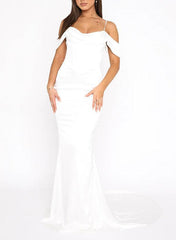 Off the Shoulder Sleeveless Satin Bridesmaid Dresses for Trumpet/Mermaid