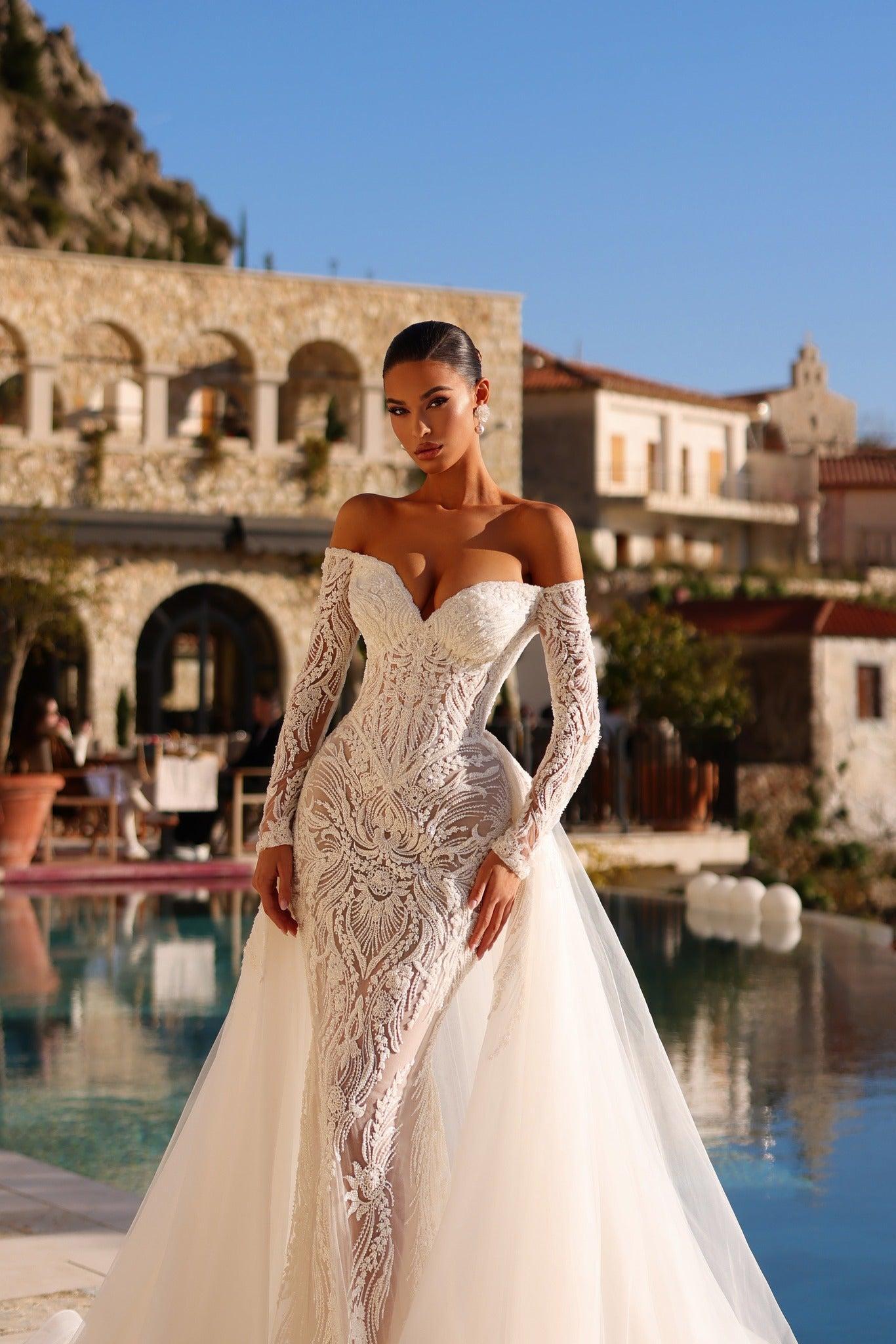 Dreamyannie Women Off the Shoulder Wedding Dress Mermaid Lace Appliques Bridal Dress with Panel Train Dreamyannie UK Dreamyannie Women Off the Shoulder Wedding Dress Mermaid Lace Appliques Bridal Dress with Panel Train Dreamyannie UK