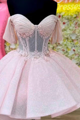 Off The Shoulder Homecoming Dress A Line Corset Appliqued High Low Cocktail Dress