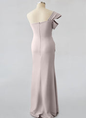 One Shoulder Elastic Satin Bridesmaid Dresses With Beading