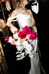 One-Shoulder Sheath Column Slit Silk Like Satin Wedding Dresses