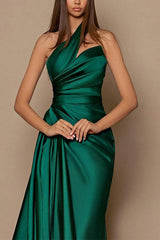 One Shoulder Silk Like Satin Bridesmaid Dresses With Ruffle