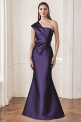 One-Shoulder Sleeveless Floor-Length Trumpet/Mermaid Gown for the Mother of the Bride