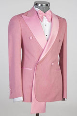 Pink Double Breasted Peaked Lapel Prom Suit