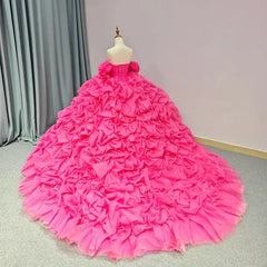 Pink Princess Quinceanera Dress Bow Off The Shoulder Lace Up Floor Length Sweet 16 Party Dress