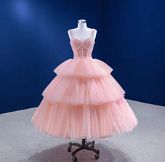 Pink Tiered Prom Dress Quinceanera Dress Party Evening Dress