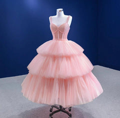 Pink Tiered Prom Dress Quinceanera Dress Party Evening Dress