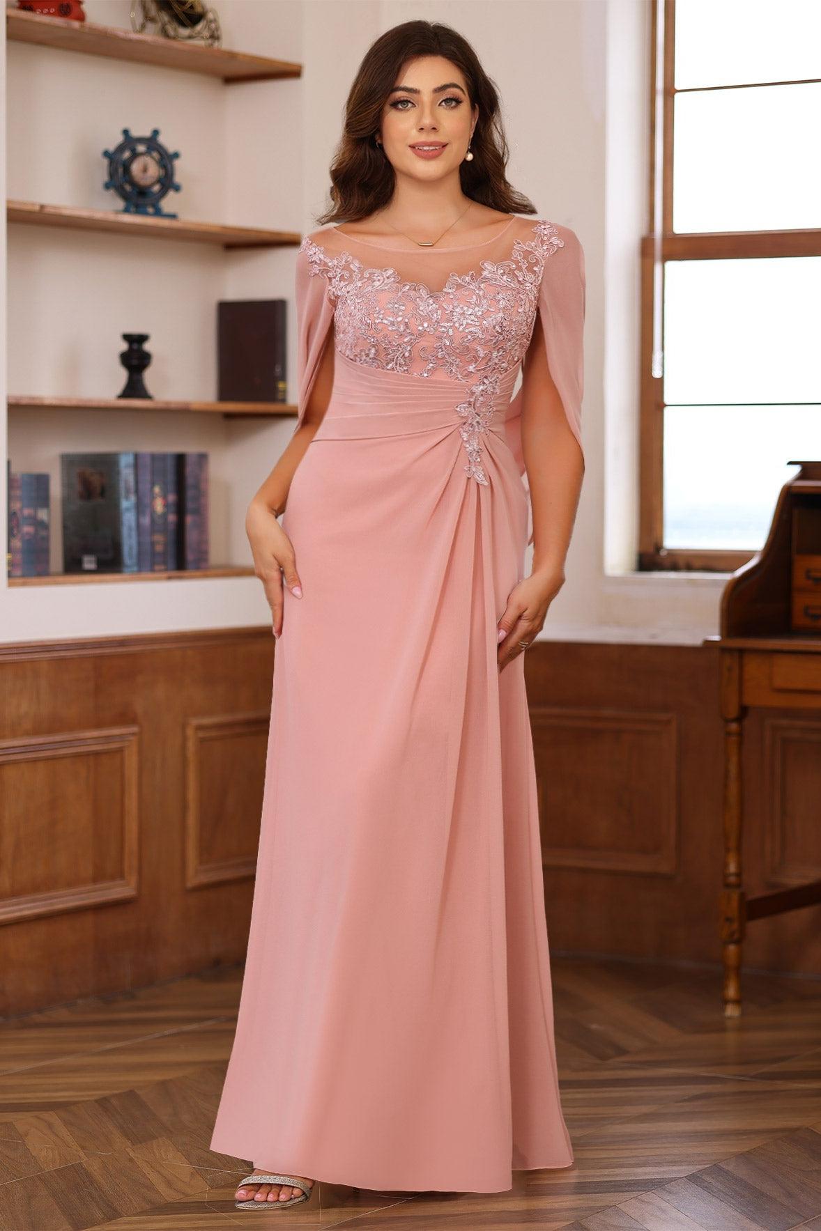 Plus Size Mother of the Bride A-Line Princess Scoop Floor-Length Outfits with Pleated & Sequins