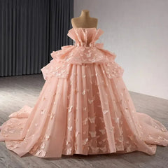 Quinceanera Dress Ball Gown Strapless 3D Butterfly Sweet 16 Dress
