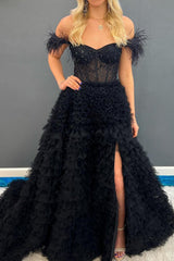 Pink Off the Shoulder Corset A-Line Prom Dress with Beadings