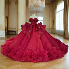 Red Off the Shoulder Quinceanera Dress Corset Ball Gown Sweet 16 Dress
