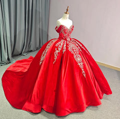 Red Quinceanera Off The Shoulder Dress Ball Gown Sweet 16 Dress