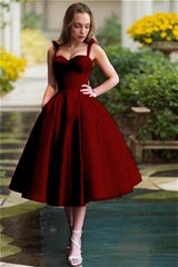 Red Spaghetti Straps Graduation Dress Sweetheart Sleeveless A Line Short Cocktail Dress