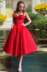Red Spaghetti Straps Graduation Dress Sweetheart Sleeveless A Line Short Cocktail Dress