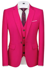 Rose Red Three Piece Notched Lapel Prom Suit