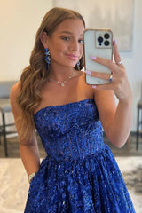 Royal Blue Prom Dress Long Evening Dress with Pockets
