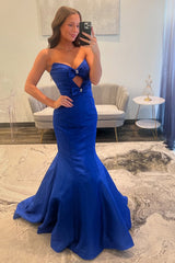 Royal Blue Prom Dress Sweetheart Mermaid Floor Length Formal Dress