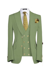Sage Green Three Piece Peaked Lapel Prom Suit
