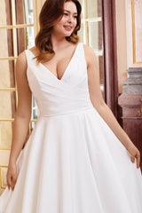 Satin V-neck Ball-Gown Wedding Dresses