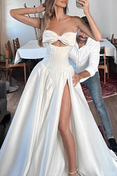 Satin Wedding Dresses With Split Front