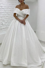 Sequin Off-The-Shoulder Ball-Gown Wedding Dress