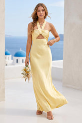 Sheath/Column Halter Keyhole Backless Maxi Dresses Long Bridesmaid Dresses