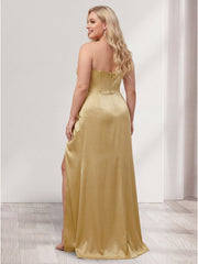Sheath/Column Sweetheart Sleeveless Plus Size Bridesmaid Dresses with Split Side