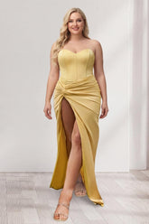 Sheath/Column Sweetheart Sleeveless Plus Size Bridesmaid Dresses with Split Side